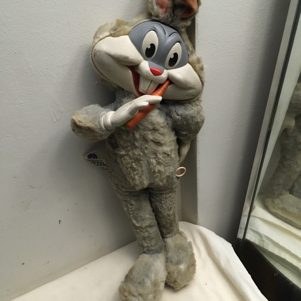 Mattel Bugs Bunny Rubber Face Pull String Works Plush Approximately 24”